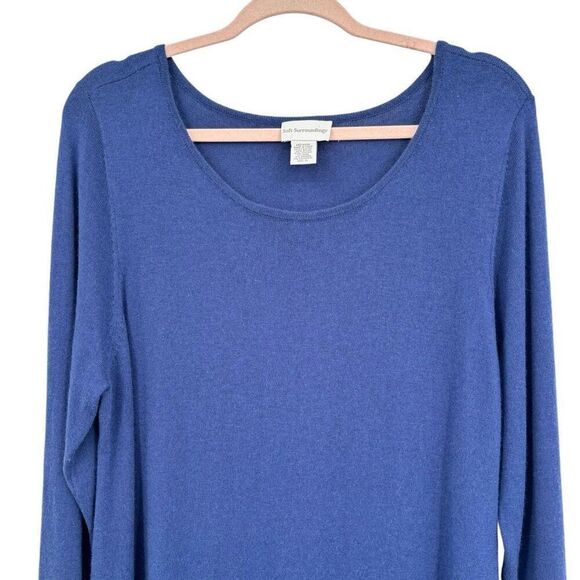 Soft Surroundings Asymmetrical Hem Lightweight Sweater Blue Size XL - Picture 3 of 6
